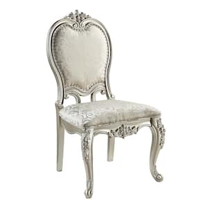 Bently Fabric and Champagne Finish Fabric Side Chair Set of 2 with Nailhead Trim