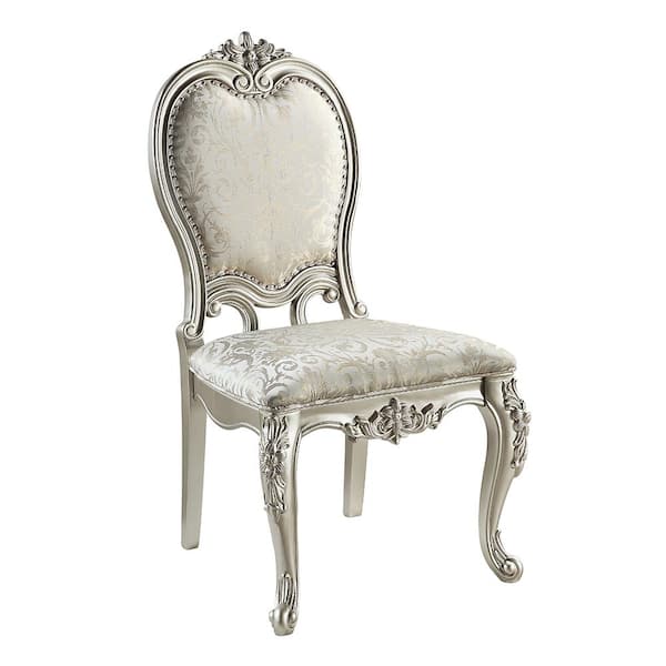 Acme Furniture Bently Fabric and Champagne Finish Fabric Side Chair Set of 2 with Nailhead Trim