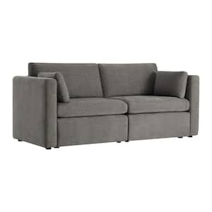 Rhea 79 in. Straight Arm Fabric Straight Modular Sofa in Fossil Gray