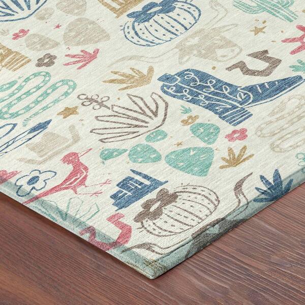 Chantille Machine Washable Indoor/Outdoor Abstract ACN2512 Linen 10 ft. x 14 ft. Area Rug