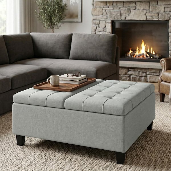 SAFAVIEH Palmer Off-White Accent Ottoman MCR4589J - The Home Depot