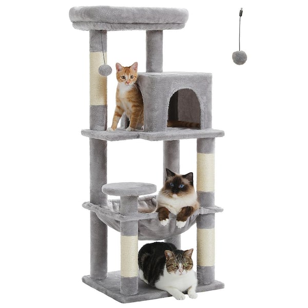 cenadinz 45.7 in. Cat Tree Indoor Cats 5 Level Cat Tower Metal Frame Large Hammock Condo for Large Cats in Grey CH3AMT0110GY M The Home Depot