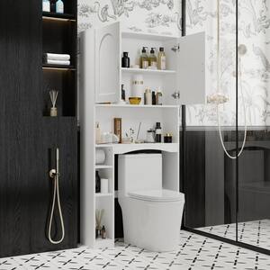 31.5 in. W x 66.9 in. H x 9.8 in. D White Over The Toilet Storage with Doors