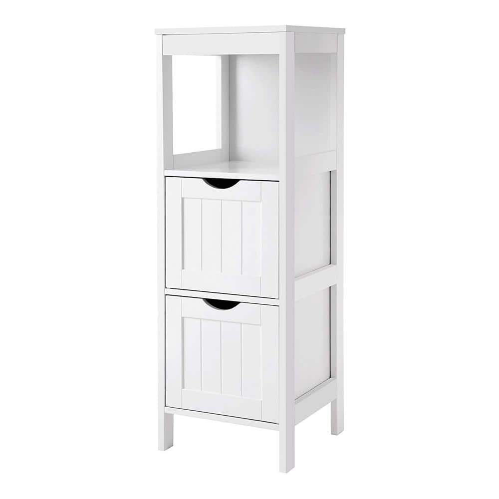 Floor Cabinet Storage Linen Towels White Shelf MDF Bathroom Organizer Home New