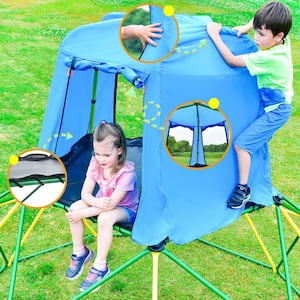 10 ft. Multi-Colored Dome Climber Jungle Gym Geometric Playground Play Center Kids Climbing Dome with Canopy and Playmat