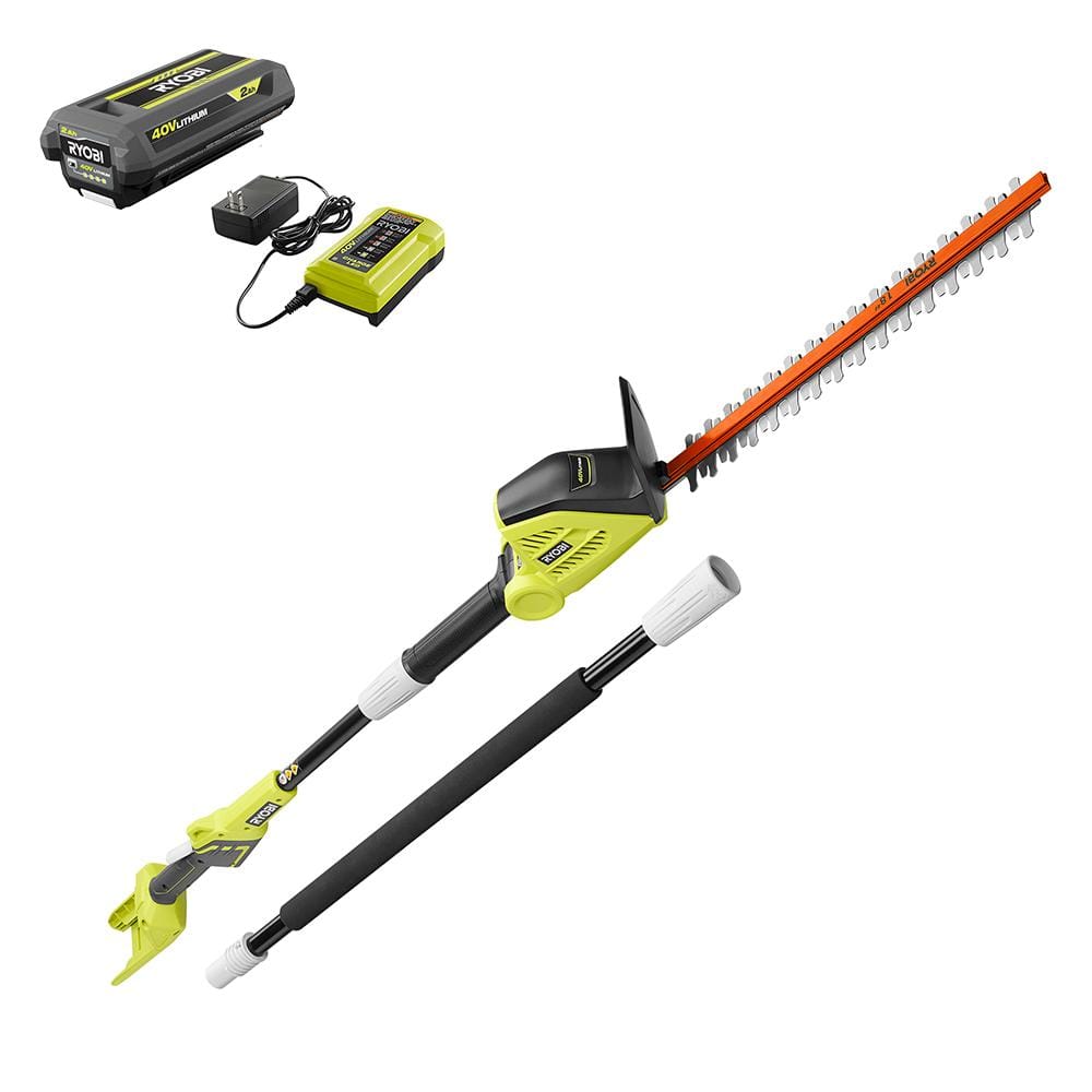 RYOBI 40V 18 in. Cordless Battery Pole Hedge Trimmer with 2.0 Ah