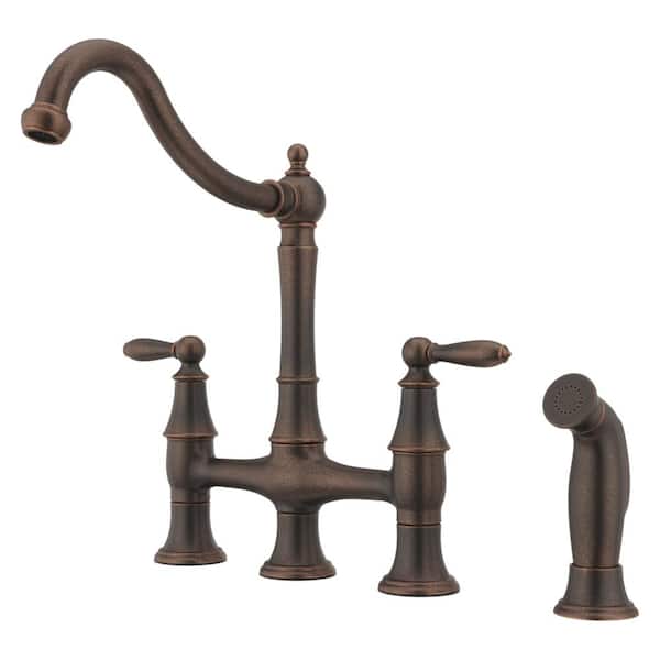 Pfister Courant 2-Handle Bridge Kitchen Faucet with Side Spray in Rustic Bronze