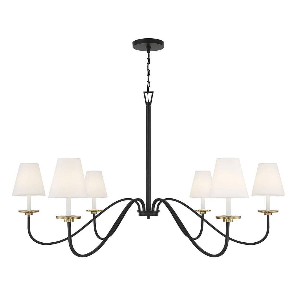 Trade Winds Ascend 6 Light Chandelier in Black with Natural Brass Accents