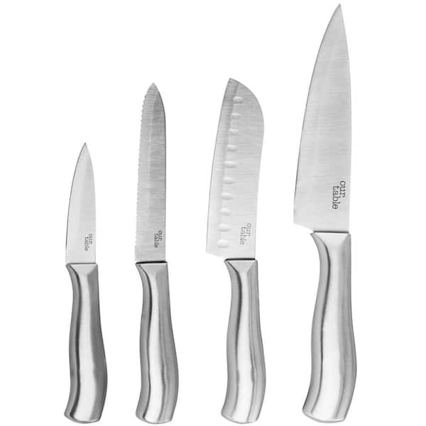 Velaze 8-Piece Silver Acrylic Handle Stainless Steel Knife Set with Knife  Block VLZ-KN-005 - The Home Depot