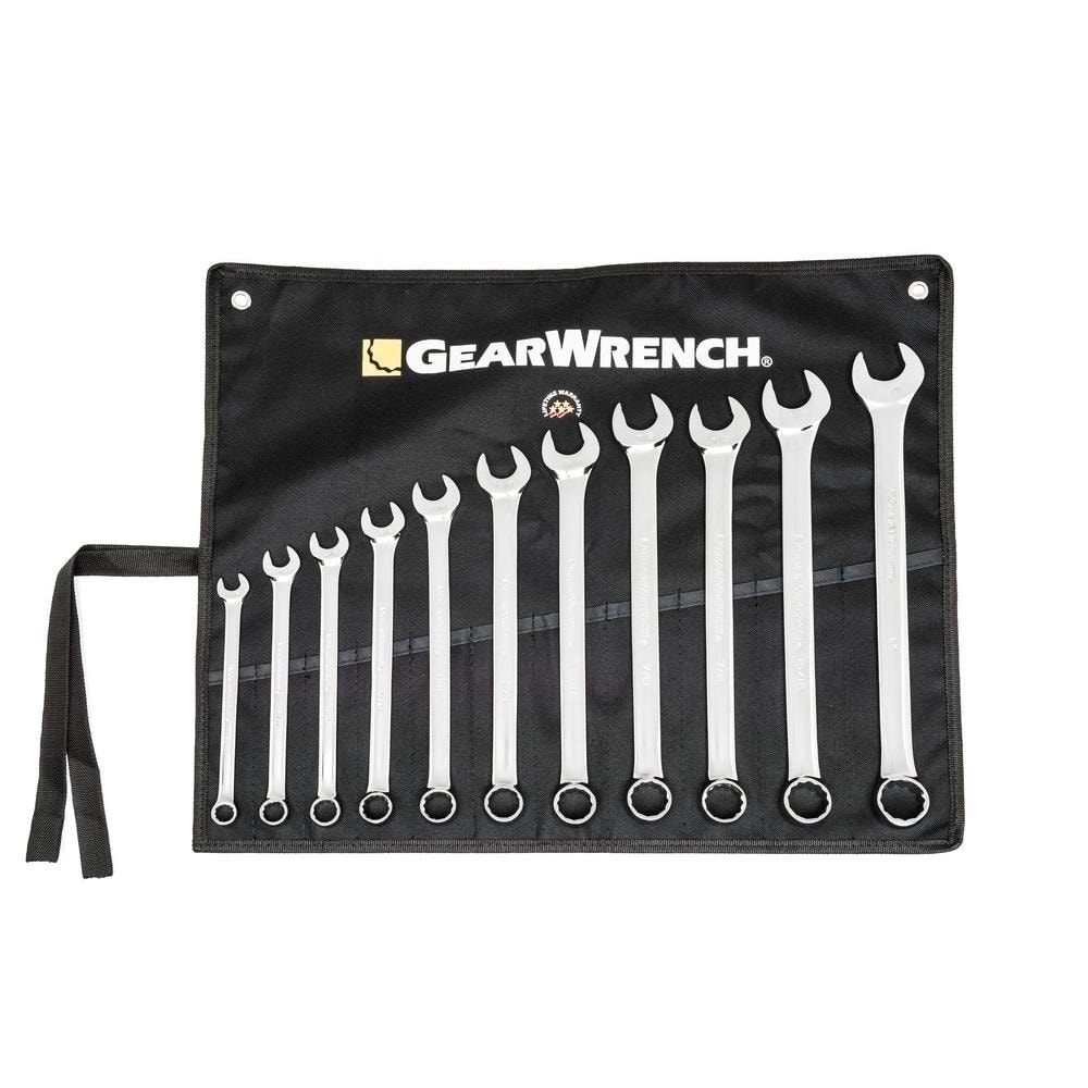 GEARWRENCH Long Pattern SAE 12Point Combination Wrench Set with Tool
