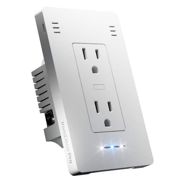 InvisOutlet Pro Smart In-Wall Outlet with Multi-Sensor Monitoring, 15 Amp 120-Volt, Matter/Alexa/Google Home, White