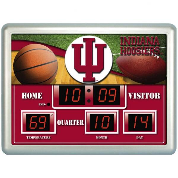 Team Sports America University of Indiana 14 in. x 19 in. Scoreboard Clock with Temperature