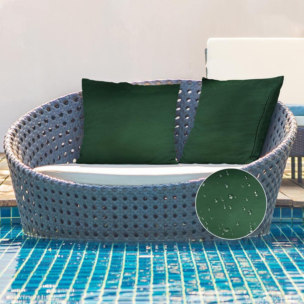 Timber Green Waterproof Polyester Outdoor Pillow Covers 20x20 Inches