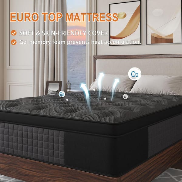 Queen Medium Firm Hybrid Memory Foam 14 in. Euro Top Individually Wrapped Innerspring Breathable Bed-in-a-Box Mattress