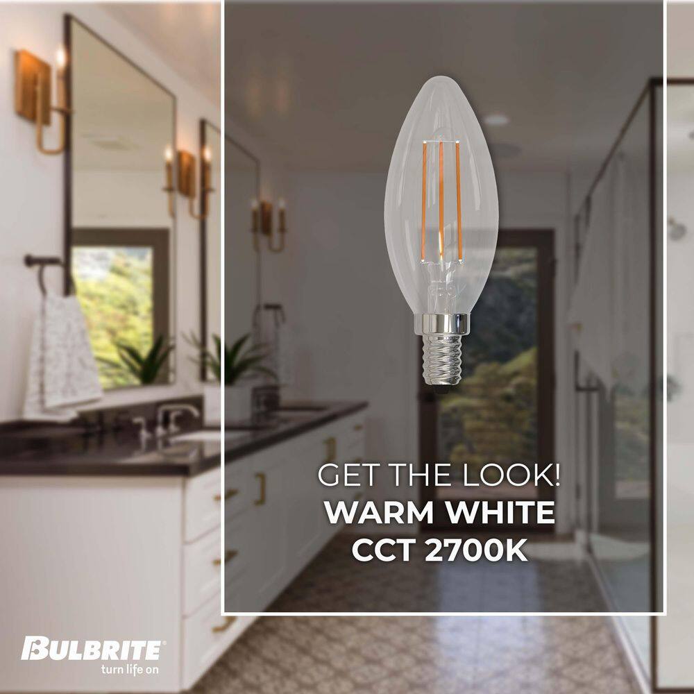 Clear Dimmable LED Filament Candelabra Bulbs 4-Pack