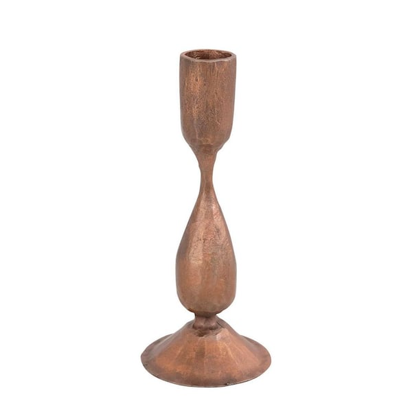 Storied Home Antique Copper Hand-Forged Iron Taper Holder
