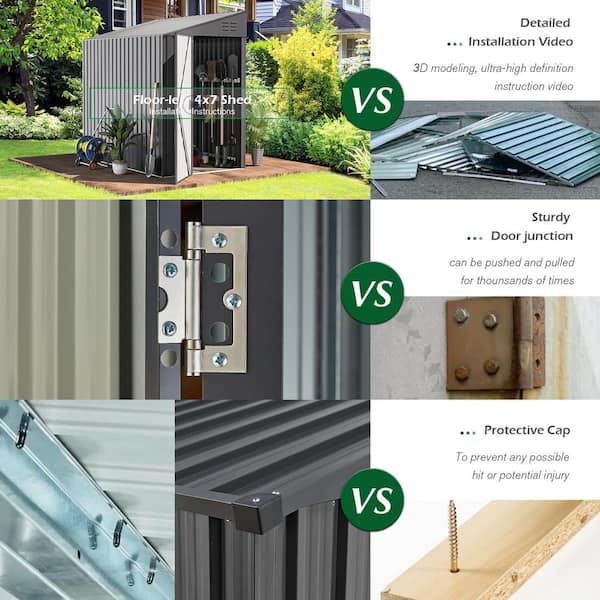 AECOJOY 6 ft. W x 8 ft. D Outdoor Metal Lean to Shed Garden