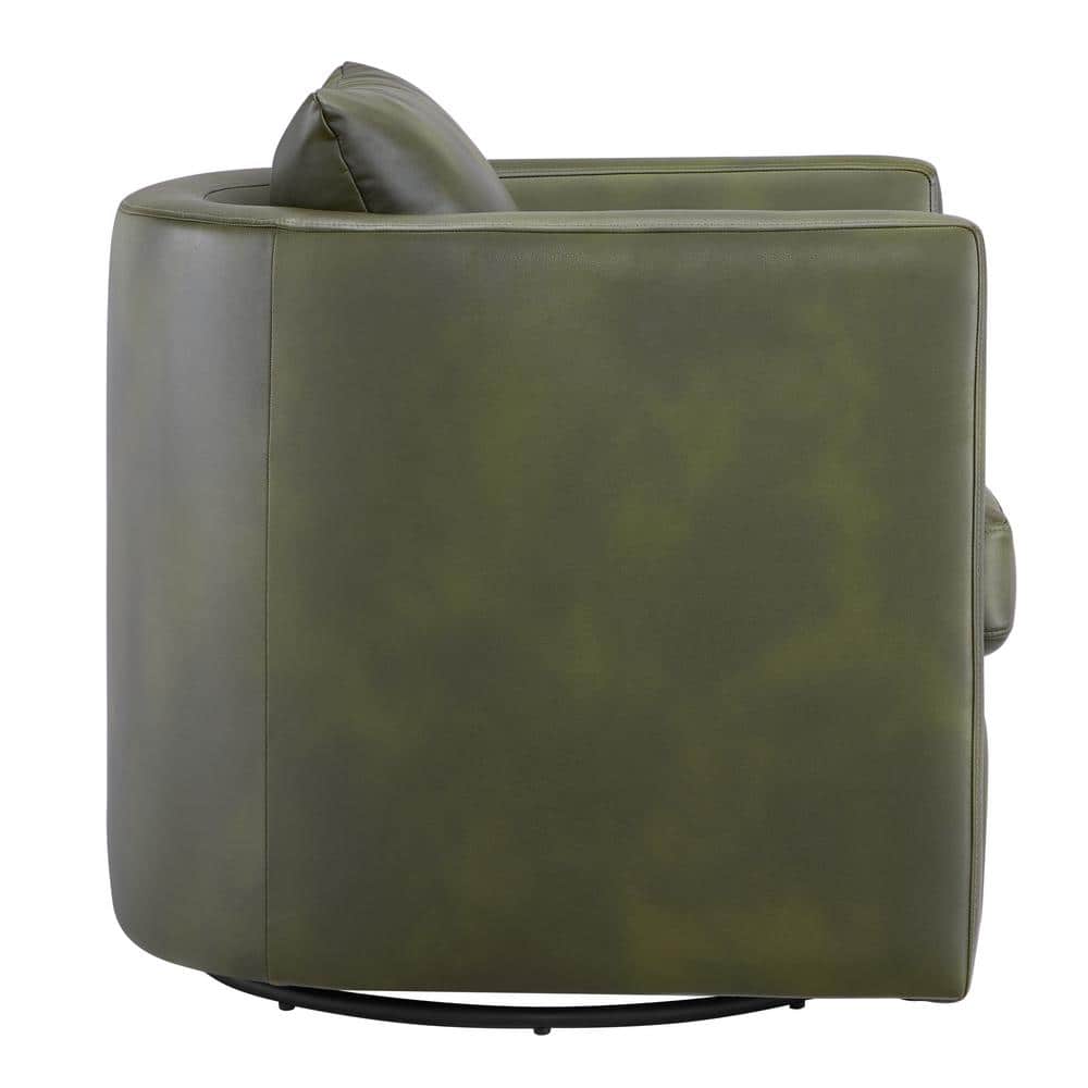 Fern Green Faux Leather Swivel Barrel Chair