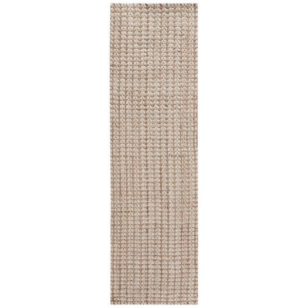 SAFAVIEH Natural Fiber Ivory/Light Brown 2 ft. x 6 ft. Woven Crosstitch Runner Rug