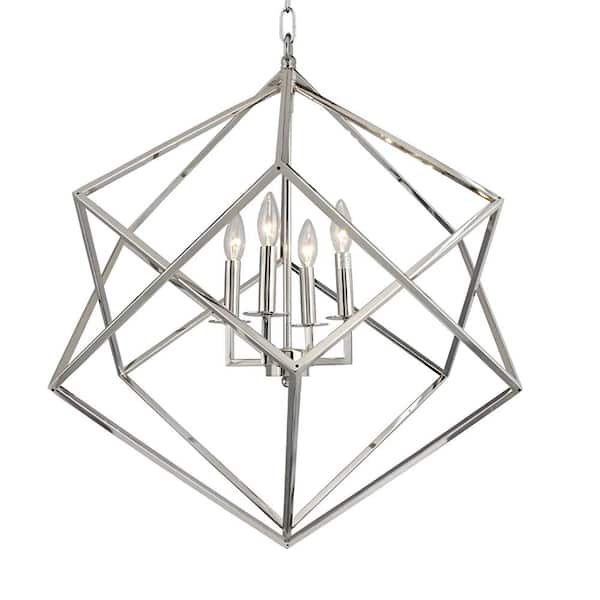 Unbranded Decomus 240 -Watt 4-Light Polished Nickel Cubist Pendant Light with Cubes Shade, No Bulbs Included
