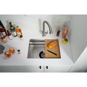 Prolific Undermount Stainless Steel 23 in. Single Bowl Kitchen Sink with Bonus Bamboo Cutting Boards (6 piece)