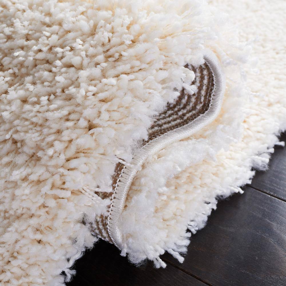 Coastal Comfort Ivory Synthetic Shag Runner Rug, 2'3" x 7'