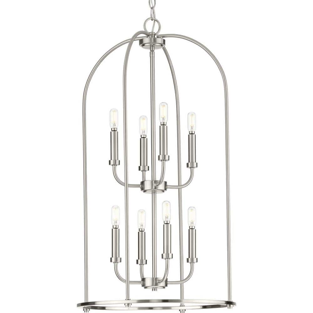 Leyden Brushed Nickel 8-Light Farmhouse Foyer Pendant