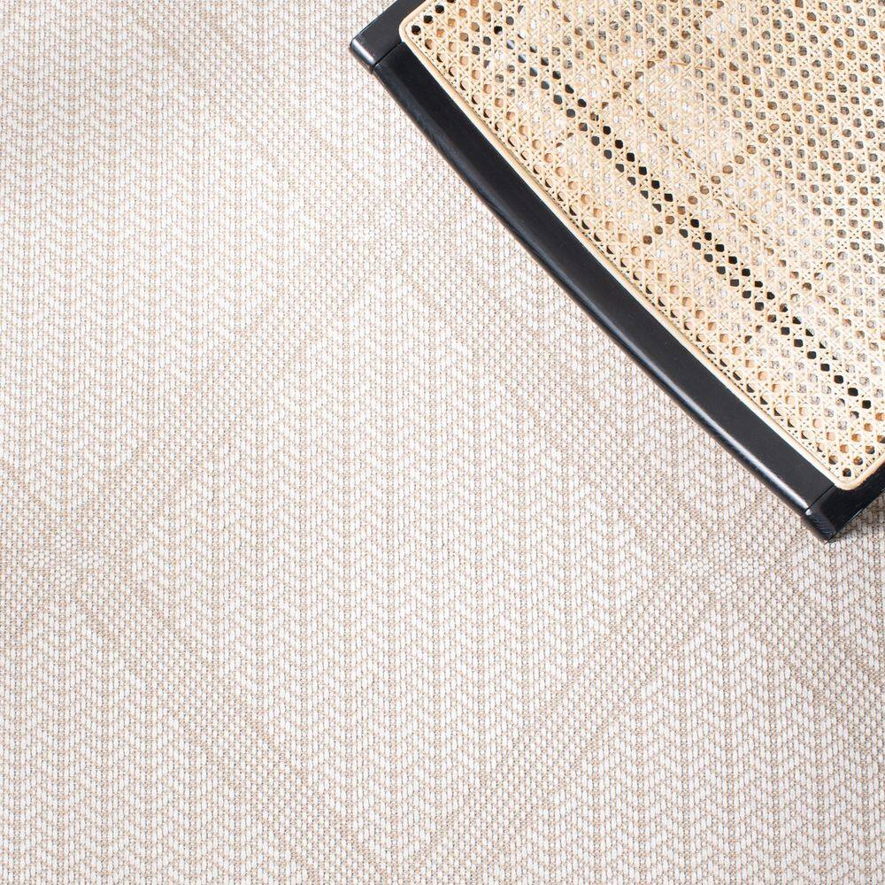 Bermuda Cream/Beige Geometric Synthetic Runner Rug, 2' x 14'