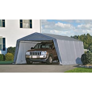 12 ft. W x 20 ft. D x 8 ft. H Peak-Style Garage-in-a-Box in Grey with All-Steel Frame and Patent-Pending Stabilizers