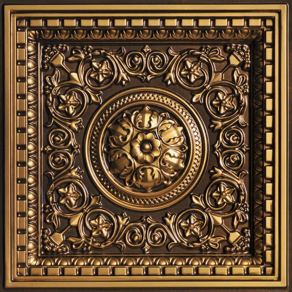 Rhine Valley Antique Gold 2 ft. x 2 ft. PVC Lay-in Faux Tin Ceiling Tiles (40 sq. ft./case) price history on PriceWatchPro