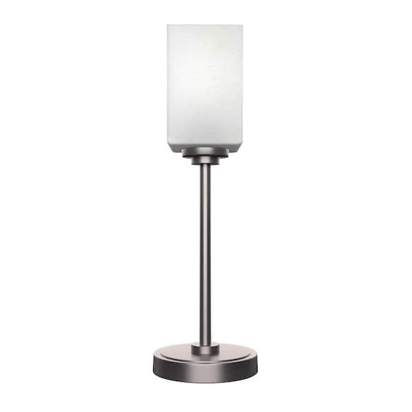 Unbranded Quincy 17.75 in. Graphite Accent Lamp with White Muslin Glass Shade