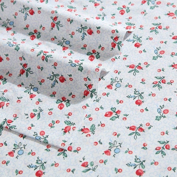 Laura Ashley Aylesmore Ditsy Floral 3-Piece Red/Light Blue Percale