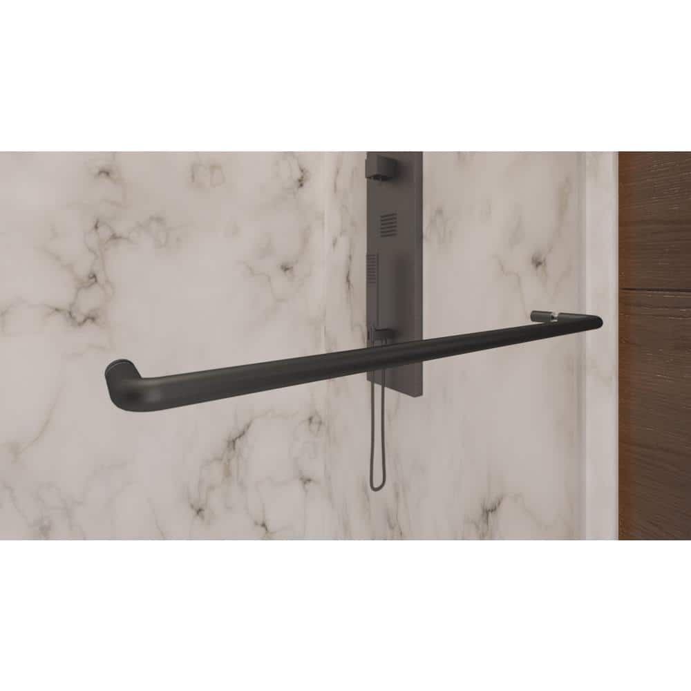 Luna 48'' Matte Black Frameless Sliding Shower Door with Clear Glass