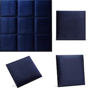 1.38 in. x 12 in. x 12 in. Luxury Velvet 2-Piece Decorative Wall Panel in Blue (2-Pack)