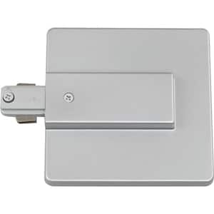 Silver Gray Live End J-Box Feed/Live End Connector for 120-Volt 2-Circuit/1-Neutral Track Systems