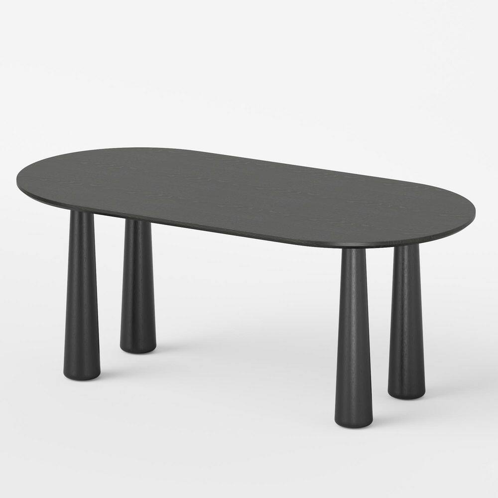 Oval Black Solid Wood 79 in. Kitchen Tables 4 Legs Dining Table Seats 8