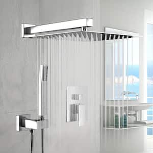 Dual Wall Mount Shower Head with 1.8 GPM 10 in. Rain Fixed Shower System with Rough-in Valve in Chrome