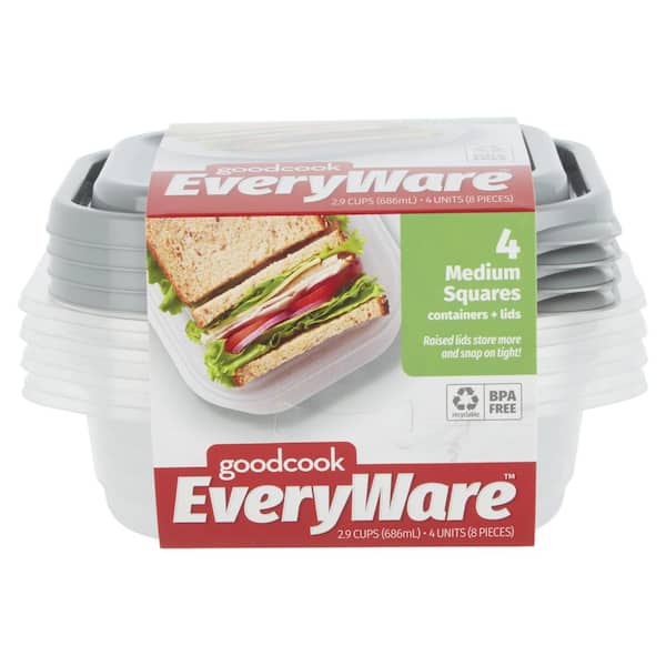 EveryWare Medium Square Container 4 pack, Made Without BPA