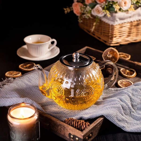Numhew 6-Cup Vintage Glass Teapot with Removable Infuser for
