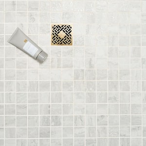 Essential Travertine Cotton 11.81 in. x 11.81 in.. Matte Porcelain Mosaic Tile (0.97 sq. ft./Sheet)
