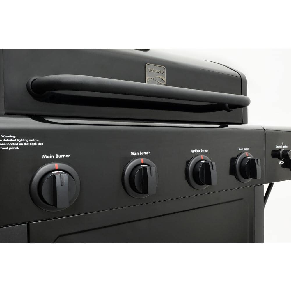 Kenmore Black 4-Burner Propane Gas Grill with Side Burner