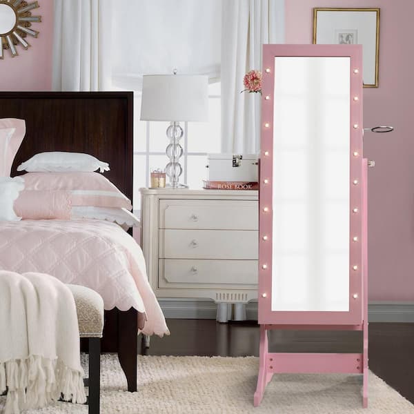 Inspired Home Amelie Marquee Led Light, Jewelry Armoire Standing Mirror