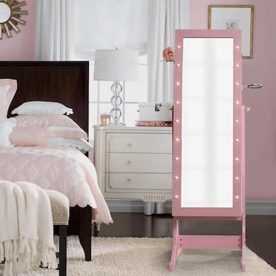 Personalized Armoire Jewelry Box in Pink and Ivory