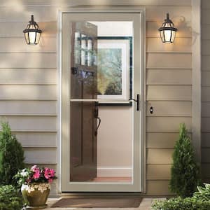 36 in. x 80 in. 3000 Series Almond Right-Hand Self-Storing Easy Install Storm Door with Oil-Rubbed Bronze Hardware