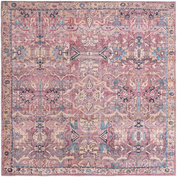 Nostalgia Katie Pink 8 ft. Square Machine Washable Area Rug