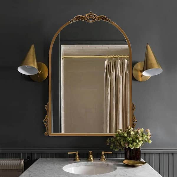 Sxiawe 20 in. W x 26 in. H Baroque Arched Classic Metal Framed