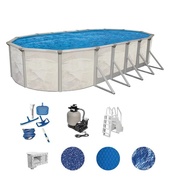 Independence 12 ft. x 24 ft. Oval 52 in. Deep Hard Sided Above Ground Deluxe Pool Package