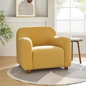 William Modern Mustard 35 in. Wide Boucle Upholstered Armchair with Solid Wood Legs
