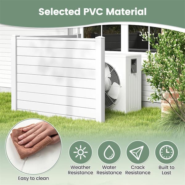 HONEY JOY 3.1 ft. x 4 ft, White Privacy Framed Flat Outdoor Vinyl Fence Panel Decorative Fence Trash Enclosure and Air Conditioner