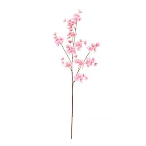 34 in. Pink Artificial Cherry Blossom Flower Stem Spray (Set of 6)